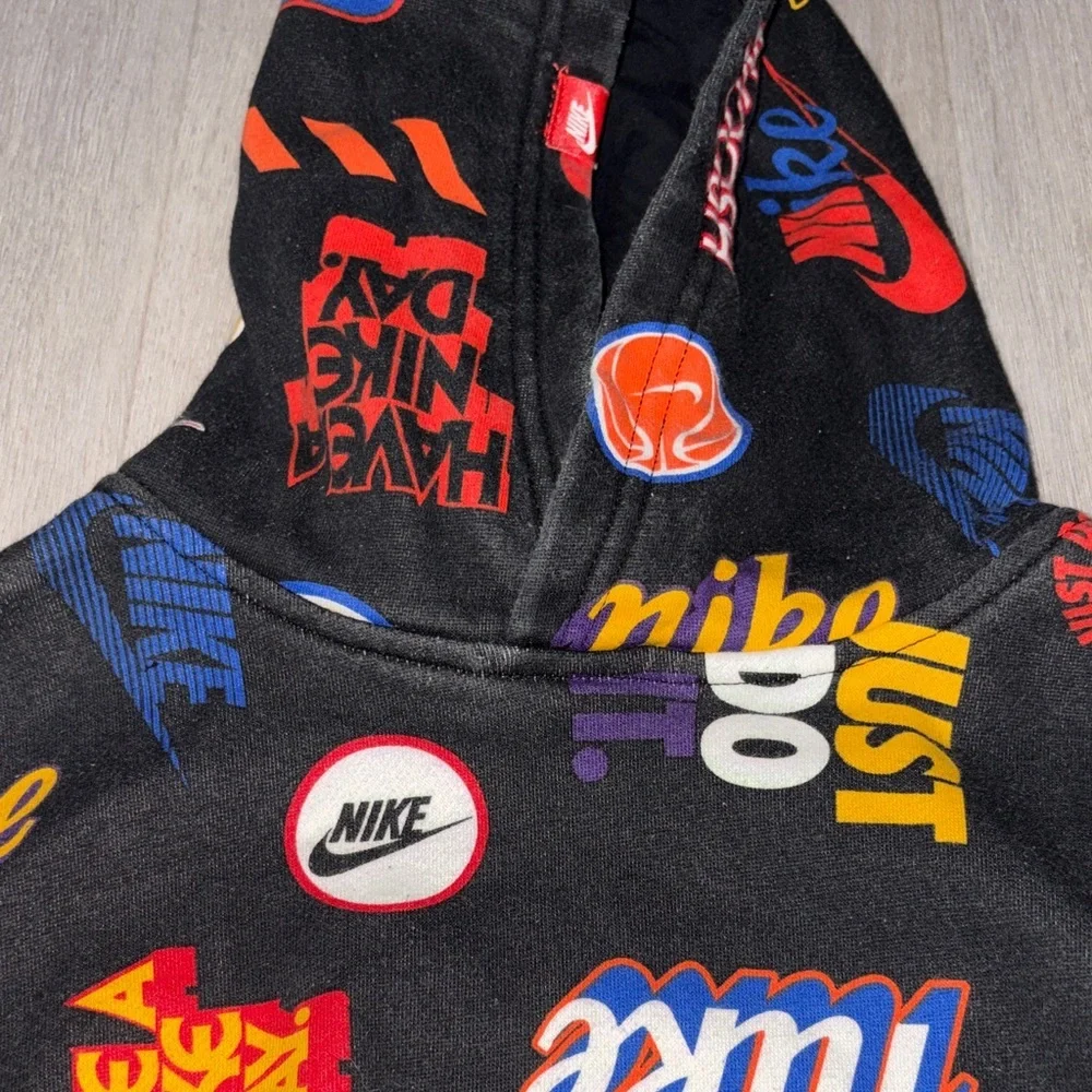 172. Nike Limited Vintage Sport Black Kids' Hoodie with Multicolor Logo Graphics